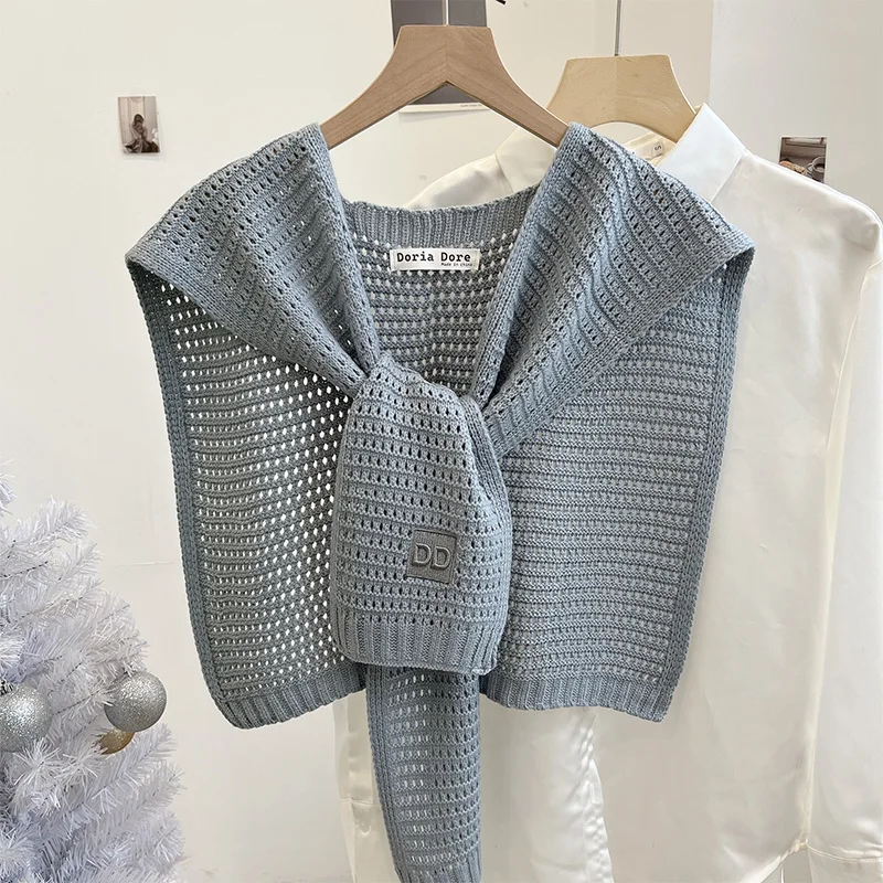 Bufanda de Punto para Mujer, Diseño Calado, C de Verano, Cuello Falso, Accesorio de Moda Versátil para Todas las Temporadas