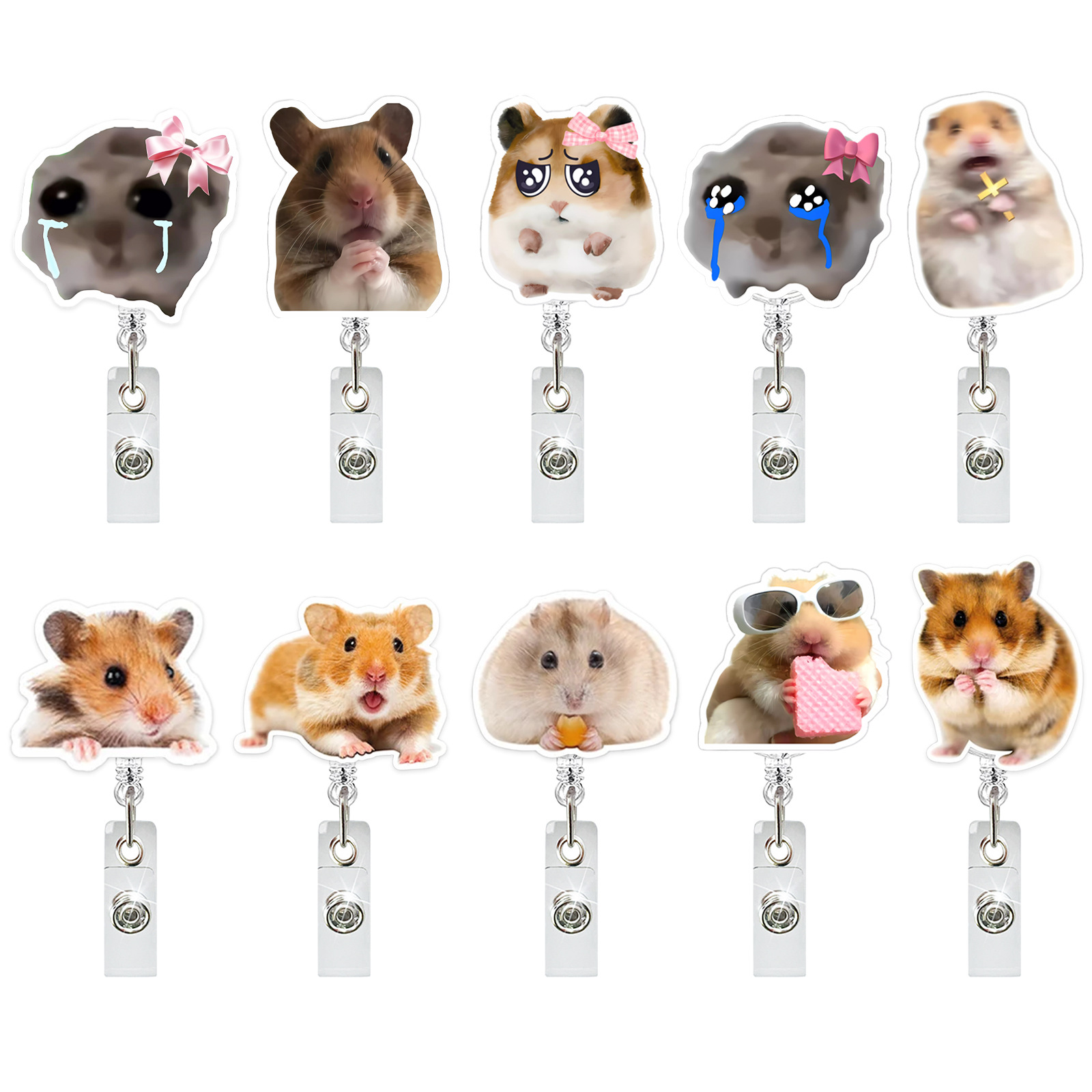 Милый забавный хомяк, акриловая катушка для значка, выдвижной зажим типа «крокодил», держатель для удостоверений личности для медсестры, врача, офисного работника, учителя, студента