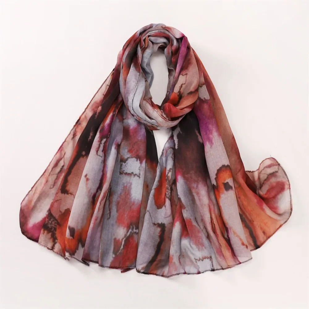Nueva bufanda Hijab con estampado Floral de acuarela, bufandas largas y suaves transpirables a la moda, pañuelo para la cabeza con estampado de Cachemira, chal Hijab musulmán