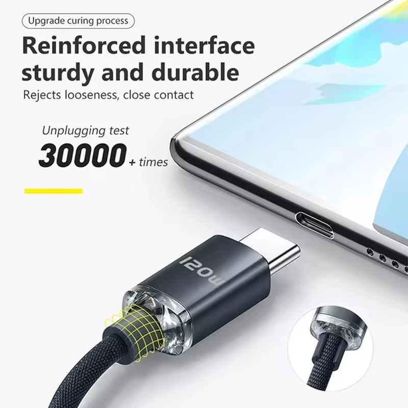 NNBILI 120W USB To Type C Super Fast Charger Cord Quick Charge USB C Cables Phone Charger For Samsung Xiaomi Huawei POCO OPPO