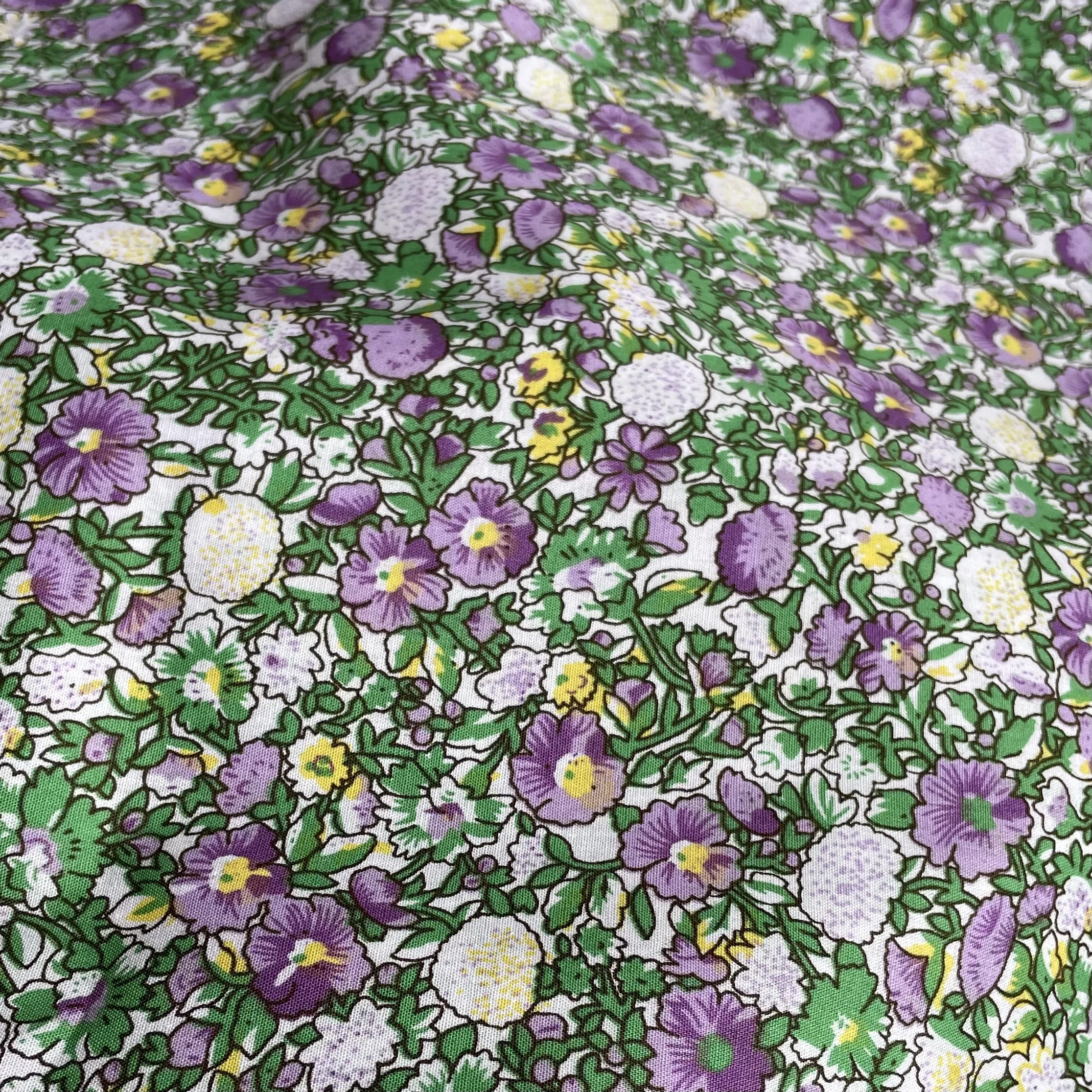 カラフルなポプリン川リバティファブリック、綿100% 、花柄植物、DIY手作りの縫製布、ドレスとスカート、子供と赤ちゃん、40s