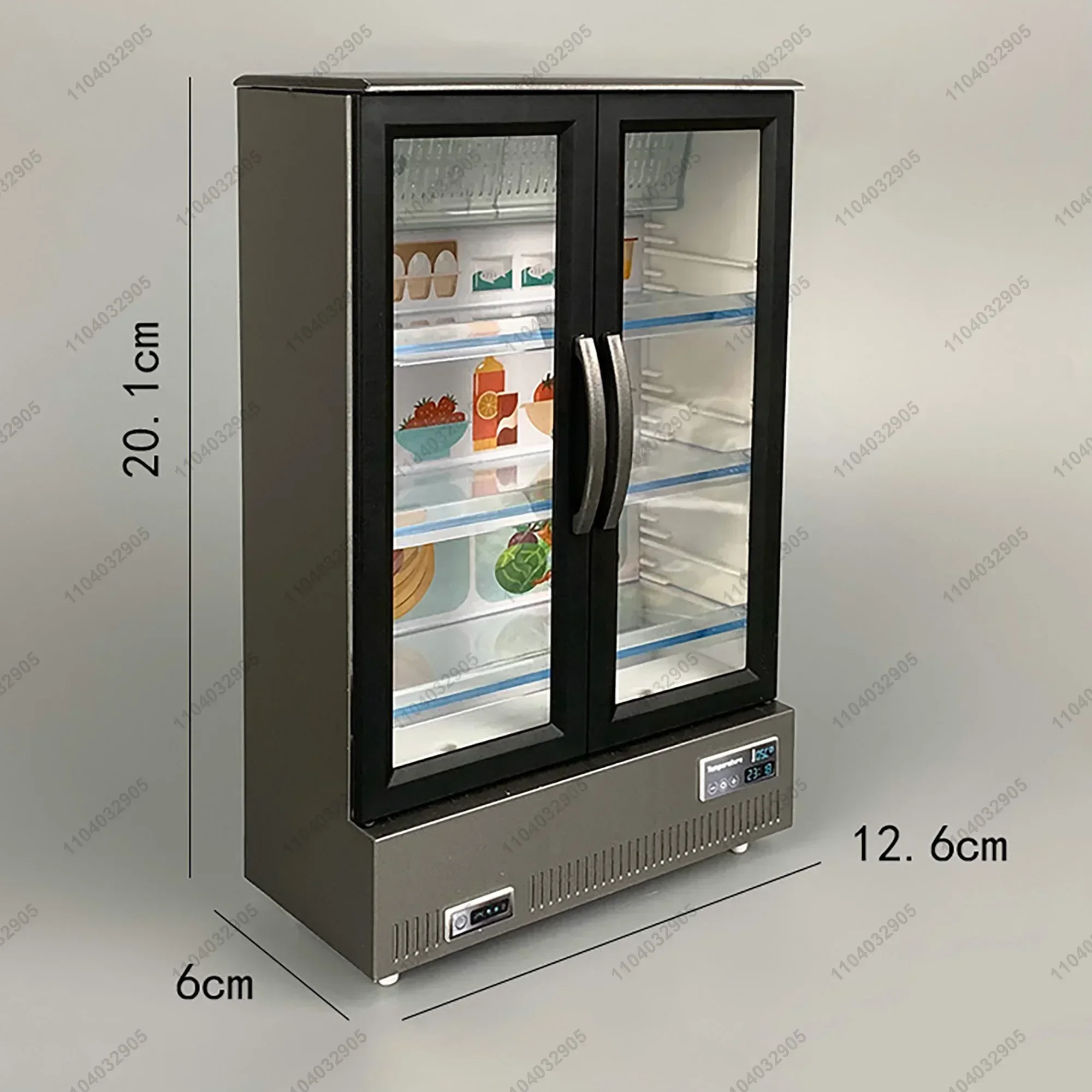 Miniature Shop Furniture Fridge Freezer Shelf Cool Drink Food Items Toy Mini Handcraft Dollhouse Simulation Scenario Display