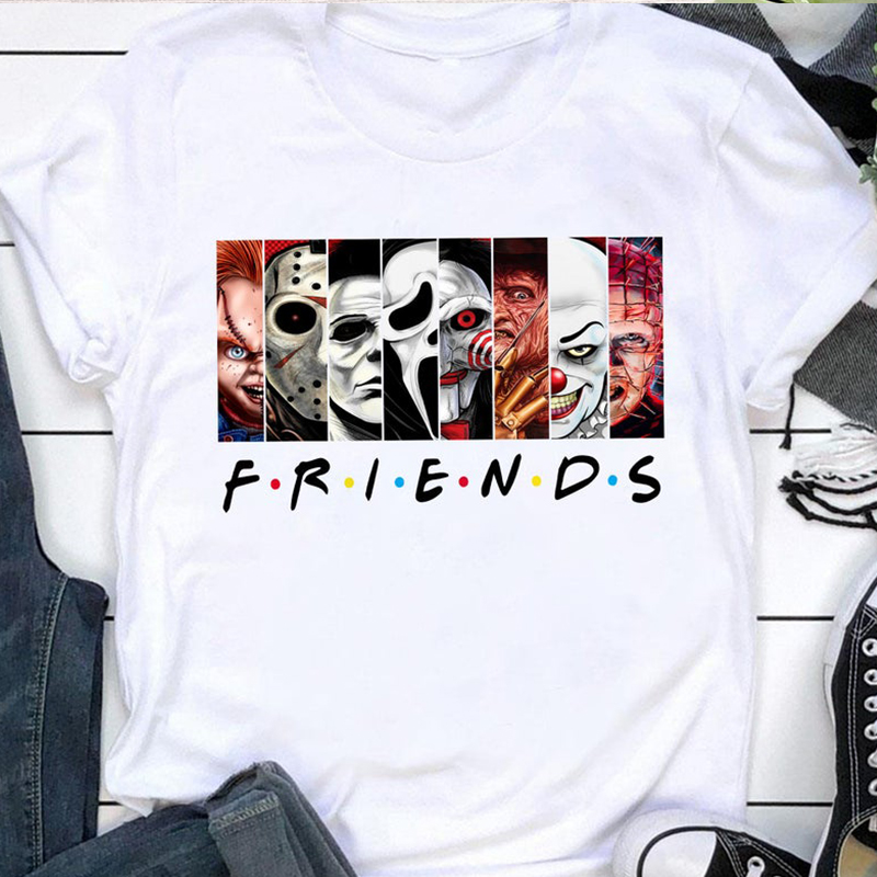 Maglietta degli amici I migliori personaggi horror di Stephen King Stampati cartoni animati Moda donna Top T-shirt oversize Abiti di Halloween da donna