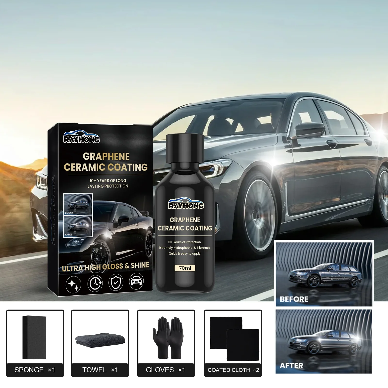 Revestimiento cerámico de grafeno automotriz, revestimiento de cristal superluídico, revestimiento impermeable, esmalte de sellado, pintura de mantenimiento de coche