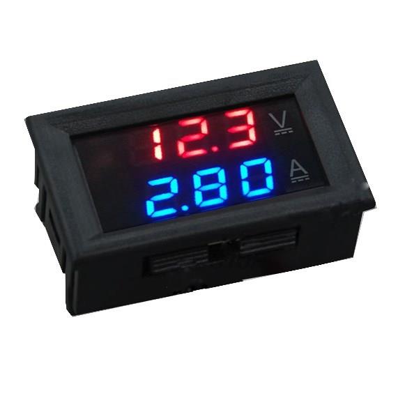 1A 10A 50A 100A Digital Voltmeter Ammeter Dual Display Voltage Detector Current Meter Panel Amp Volt Gauge 0.28" Red Blue LED