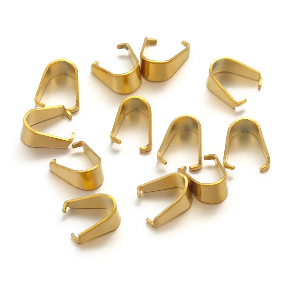 50 pçs banhado a ouro fivela de aço inoxidável fecho para pingentes charme conectores clipe pitada bail fecho diy jóias fazendo suprimentos