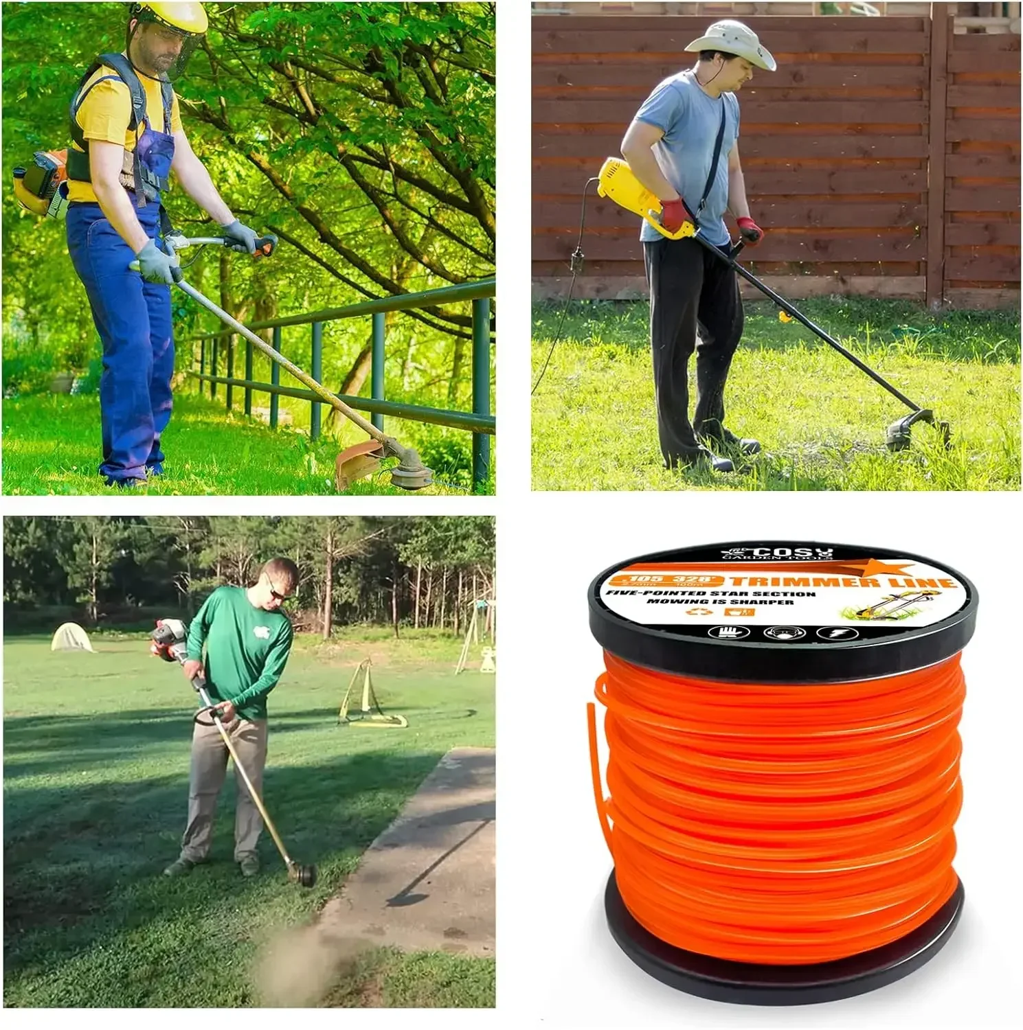 2.7MM*100M String Trimmer Line, Commercial Grade Orange Pentagon Weed Eater String,  Nylon String Trimmer Line for Grass Weeds