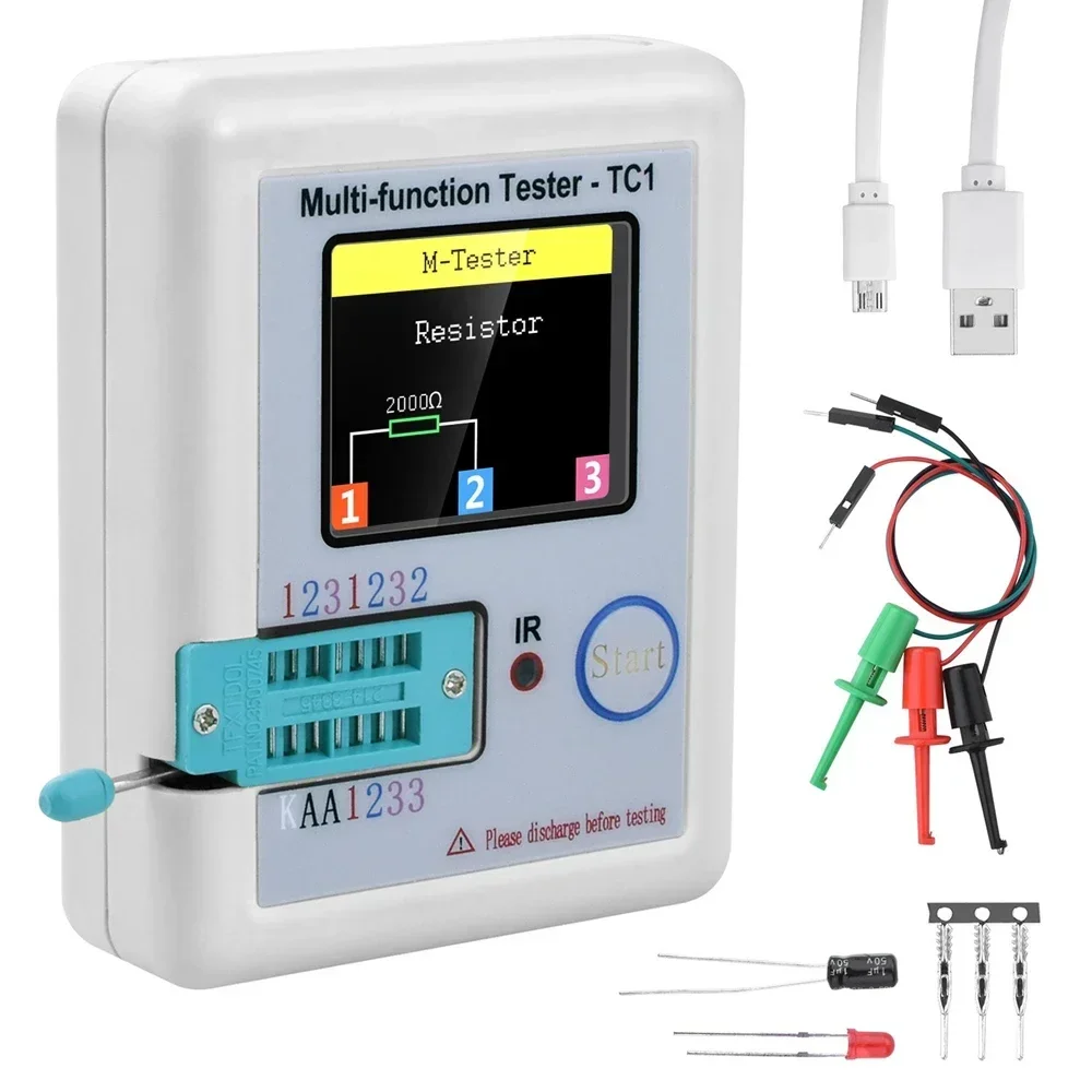 LCR-TC1 1.8 "TFT LCD Màn Hình Hiển Thị Đa Đo Transistor Kiểm Tra Diode Triode Tụ Điện Điện Trở Thử Nghiệm Đo MOSFET NPN PNP triac MOS