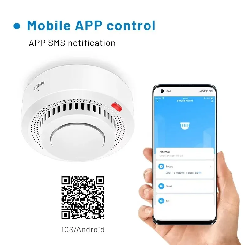 ZHIGE Tuya สมาร์ท WiFi เครื่องตรวจจับควัน 85dB เสียงเซ็นเซอร์ควันระบบรักษาความปลอดภัยนักผจญเพลิงใช้งานร่วมกับ Smart Life APP Control