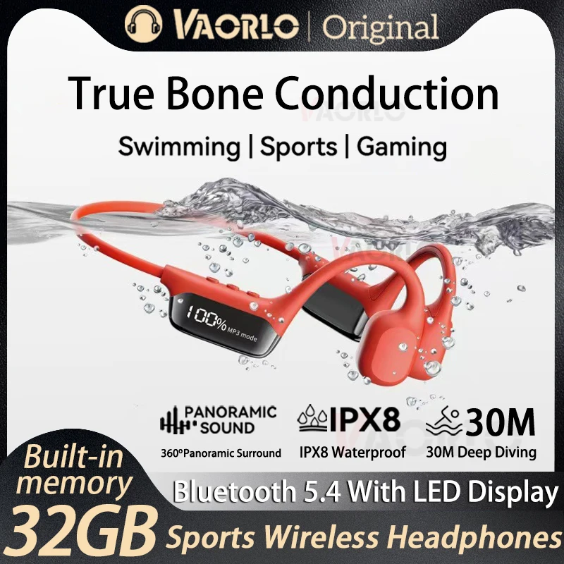 IPX8 verdadero impermeable Bluetooth 5,4 natación buceo conducción ósea auriculares 32GB reproductor de MP3 deportes de verano ciclismo música auriculares
