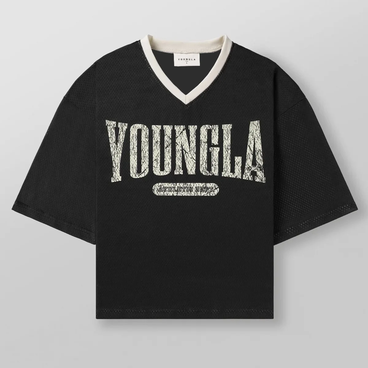 Youngla-メンズ特大Tシャツ,アメリカのファッションブランド,プリント,大きなメッシュ,通気性,速乾性,スポーツ,フィットネス