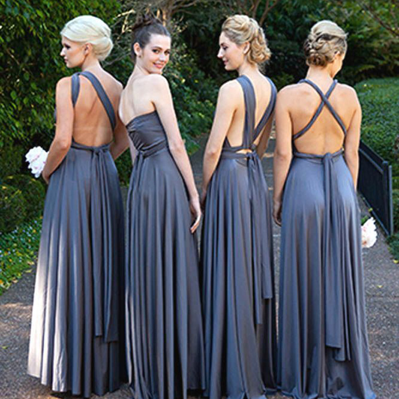 30 Farben Cabrio Multi-Way Brautjungfer Kleid A-Linie Abend griechischen Maxi sexy rot rosa elegante formale lange Kleid YSM-2035