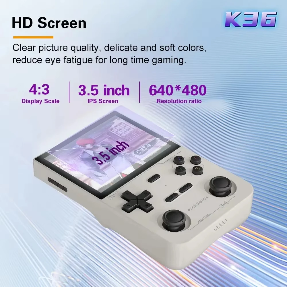 Open Source K36 Retro Handheld draagbare videogameconsole R36S voor PS1/PSP/DC/N64/SS 3,5 inch IPS-scherm Voorkeursgeschenk