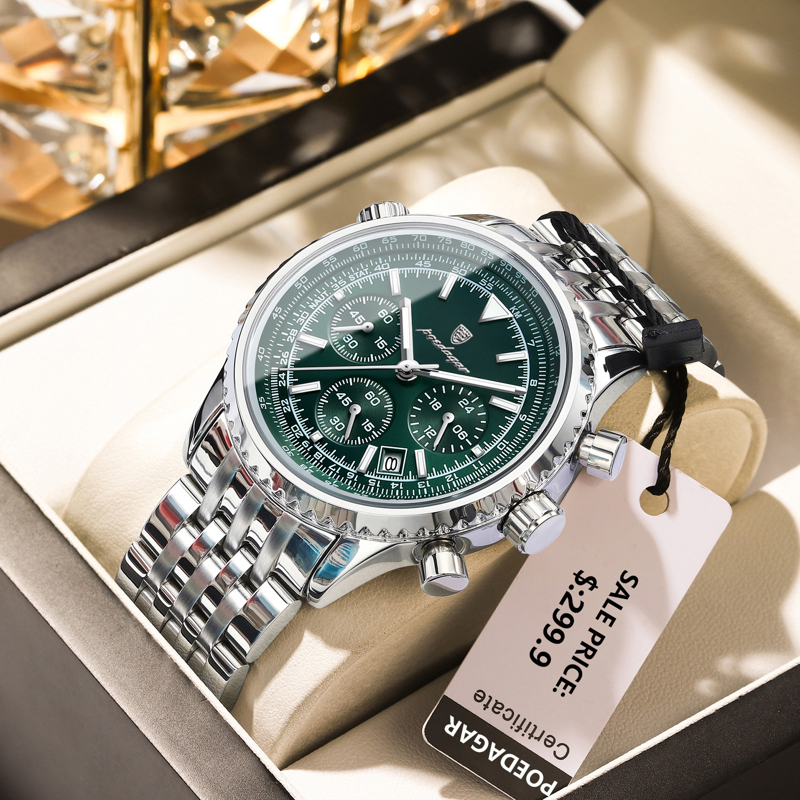POEDAGAR, reloj militar de lujo para hombre, resistente al agua, luminoso, cronógrafo con fecha, reloj deportivo de cuarzo y acero inoxidable para hombre