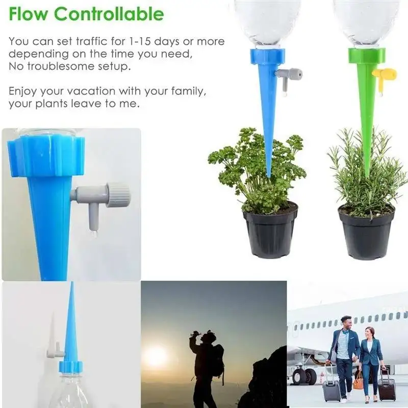 Automatisches Tropfbewässerungssystem, selbstbewässernd, für Blumen, Pflanzen, Gewächshaus, Garten, verstellbares automatisches Wassertropfergerät