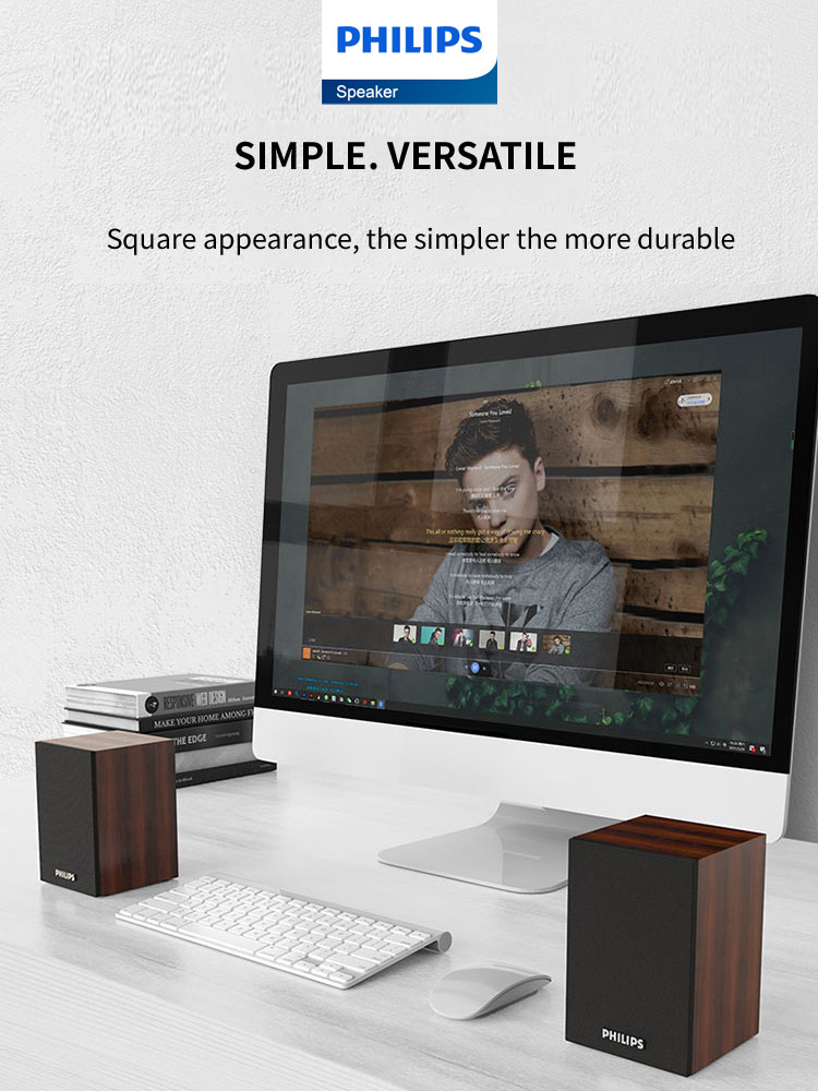 Philips SPA20 Bluetooth-Lautsprecher, Außenlautsprecher, Musik-Player, HiFi-Stereo-Sound, Subwoofer für Computer, Desktop, Mobiltelefon