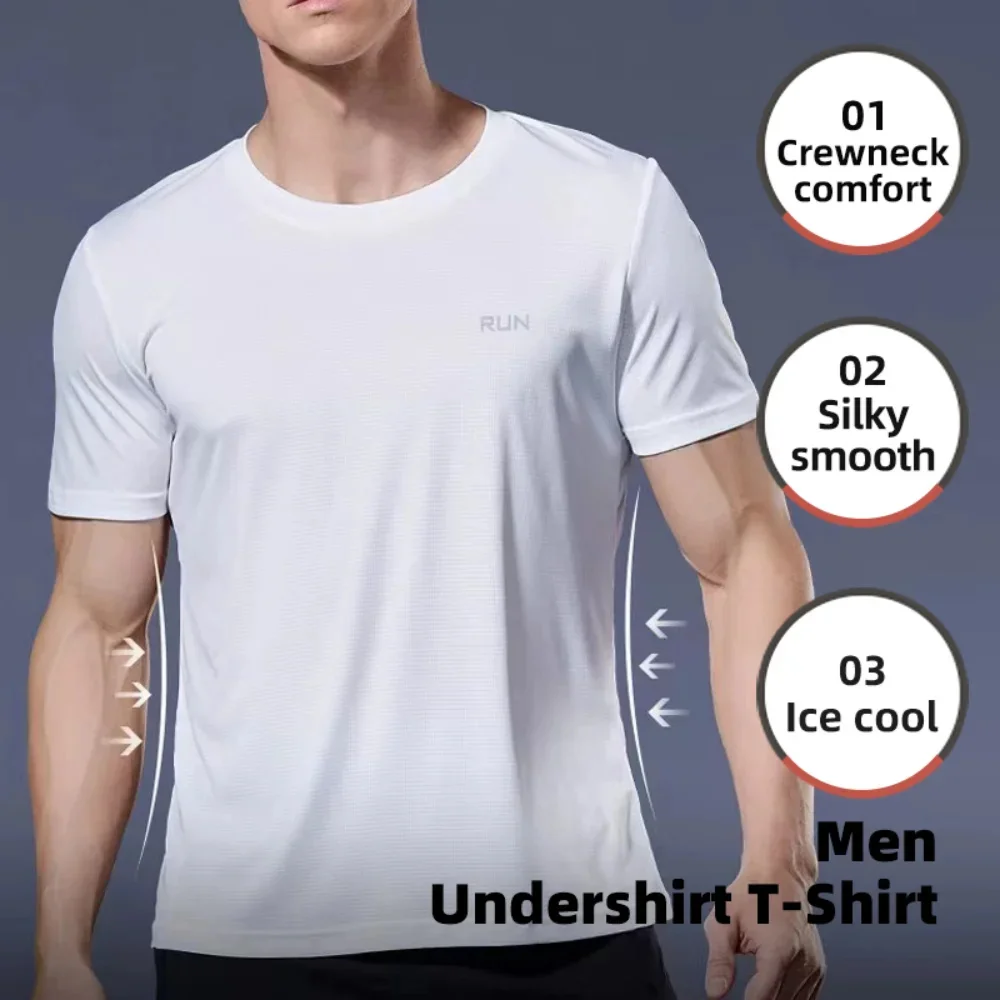 男性アンダーシャツ Tシャツ速乾性 Tシャツ軽量下着ランニング通気性フィットネスシャツアイスシルキージムサッカージャージ
