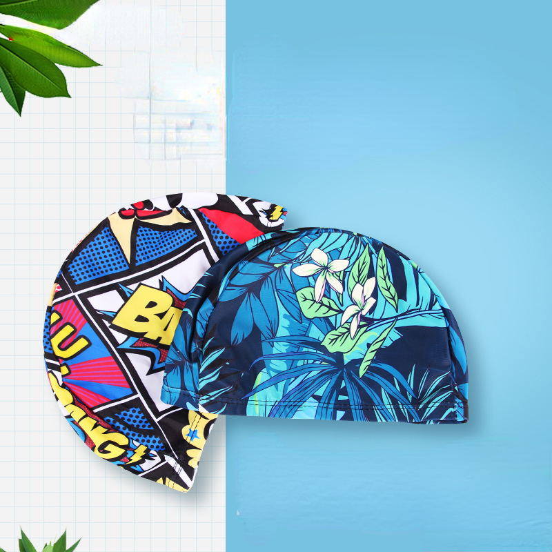 Fashion Figured Printed Swimming Cap Mesh Cloth Breathable Men Women Quick Drying Swim Hat Beach Pool Accessories