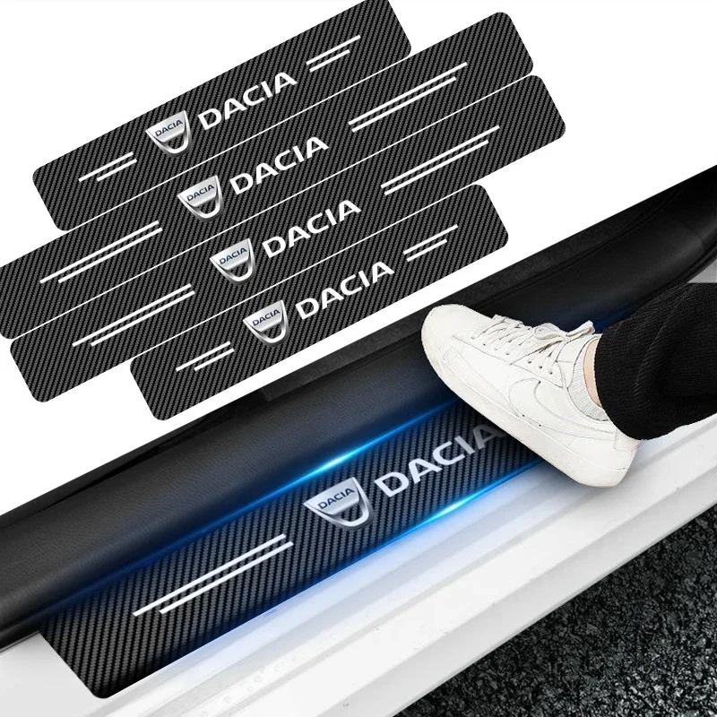 4szt Naklejka na próg z włókna węglowego do samochodów Naklejki ochronne na pedały Do Dacia Duster Logan MCV Sandero Stepway Dokker Lodgy