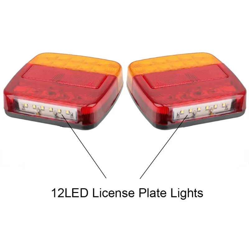 12V ไฟท้ายไฟเลี้ยว 26 LEDTail Light รถจํานวนแผ่นด้านหลังย้อนกลับเบรคหยุดหลอดไฟรถพ่วงรถบรรทุก caravan