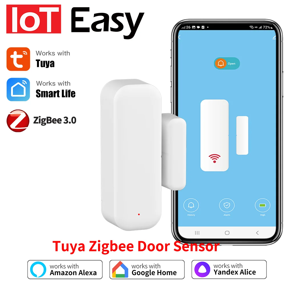 Датчик двери Tuya Zigbee, датчик окна, контактный датчик для умного дома, приложение Smart Life, пульт дистанционного управления, совместимый с Alexa
