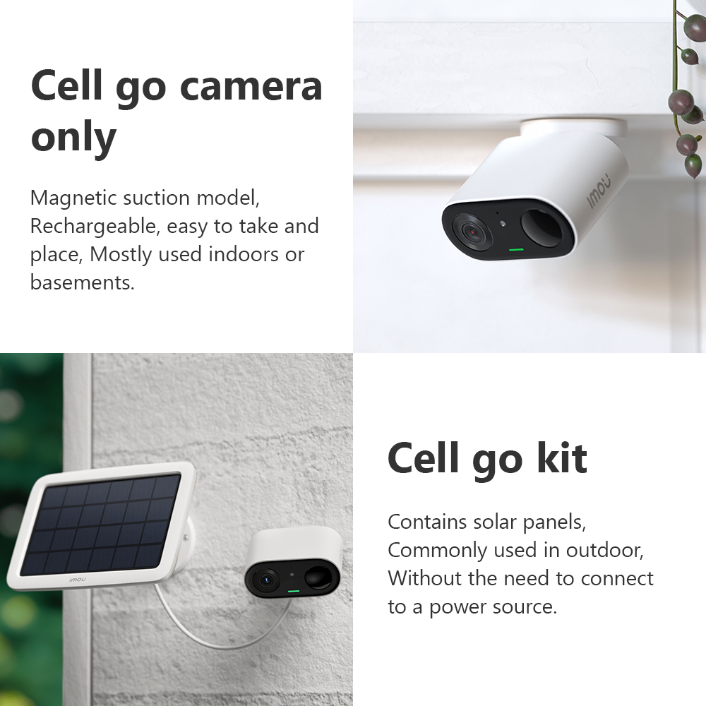IMOU Cell Go Kit a todo color con panel solar Cámara recargable Wi-Fi Cámaras de vigilancia en exterior PIR Detección humana IP65