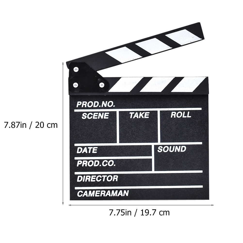 1 pezzo di clapper in legno nero, puntelli per foto, film, clapboard