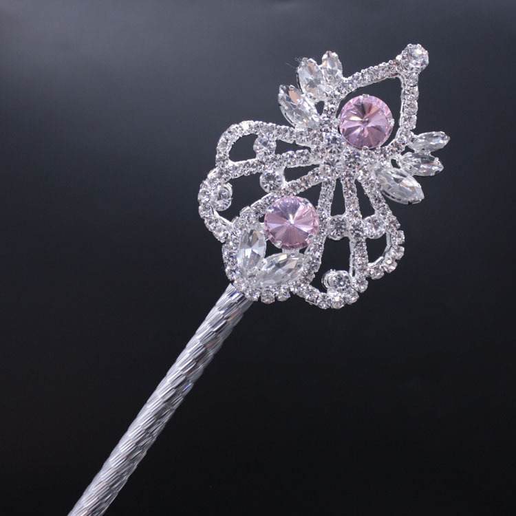 Metal Rhinestone Goddess Athena Fairy Wand Children's Runway Scepter Pageant Party Props L43.5cm