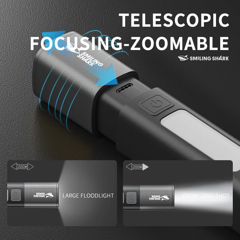   Linterna multifunción para exteriores, luces fuertes portátiles, enfoque Variable con lámpara de iluminación para acampar, pescar y caminar al aire libre