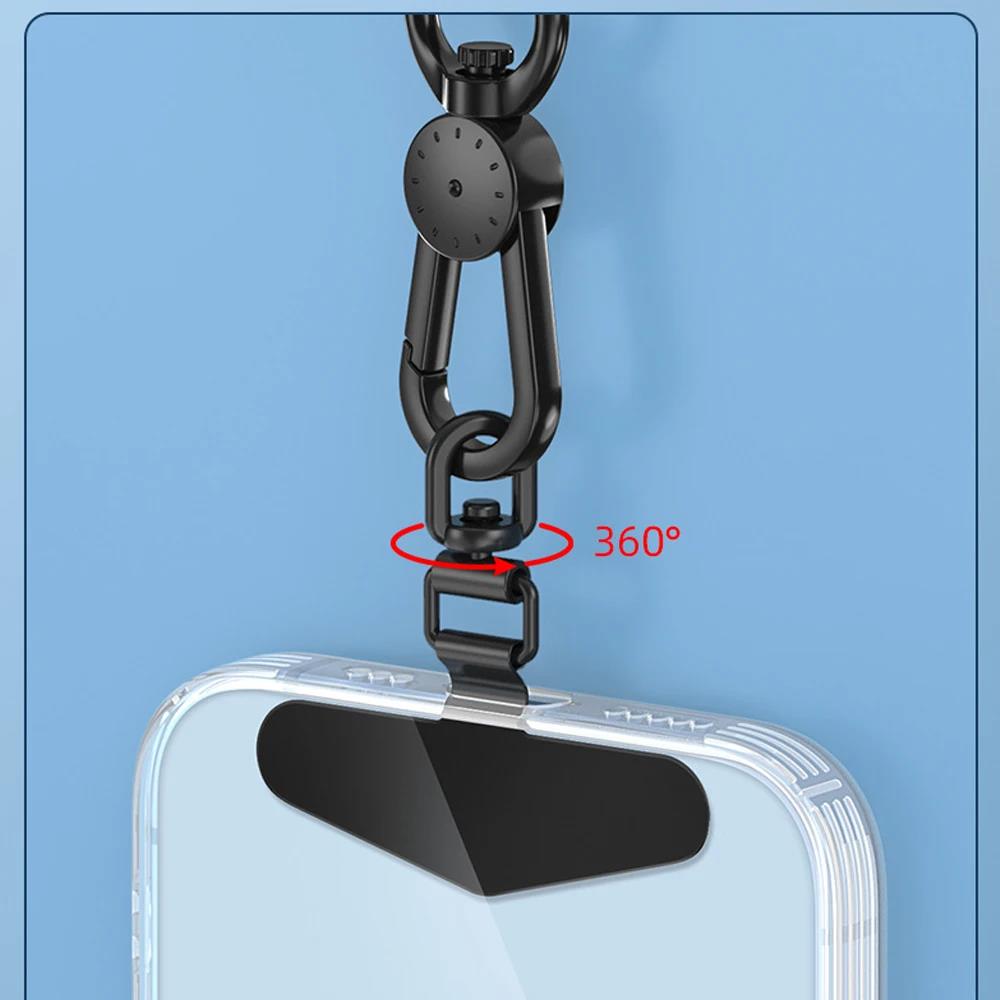 1-4Pcs 새로운 업그레이드 된 360 회전식 스테인레스 스틸 전화 테더 탭 금속 패치 가스 켓 핸드폰 매는 밧줄 안전 커넥터 조각