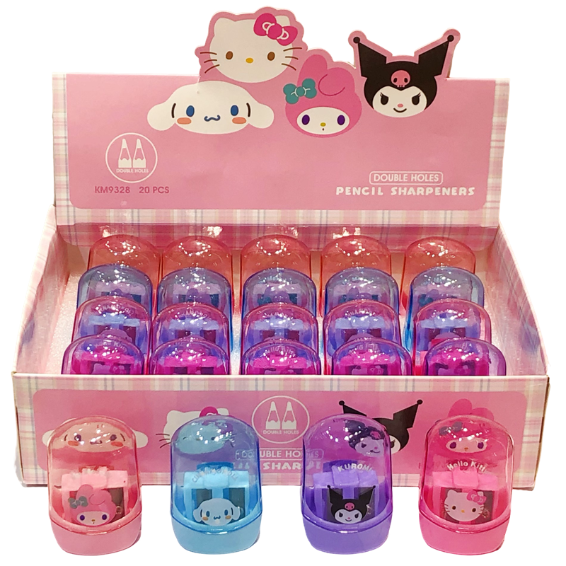 อะนิเมะ Hello Kitty Kuromi Melody Double Hole กบเหลาดินสอน่ารักการ์ตูนแบบพกพาดินสอ Sharpener เด็กโรงเรียน