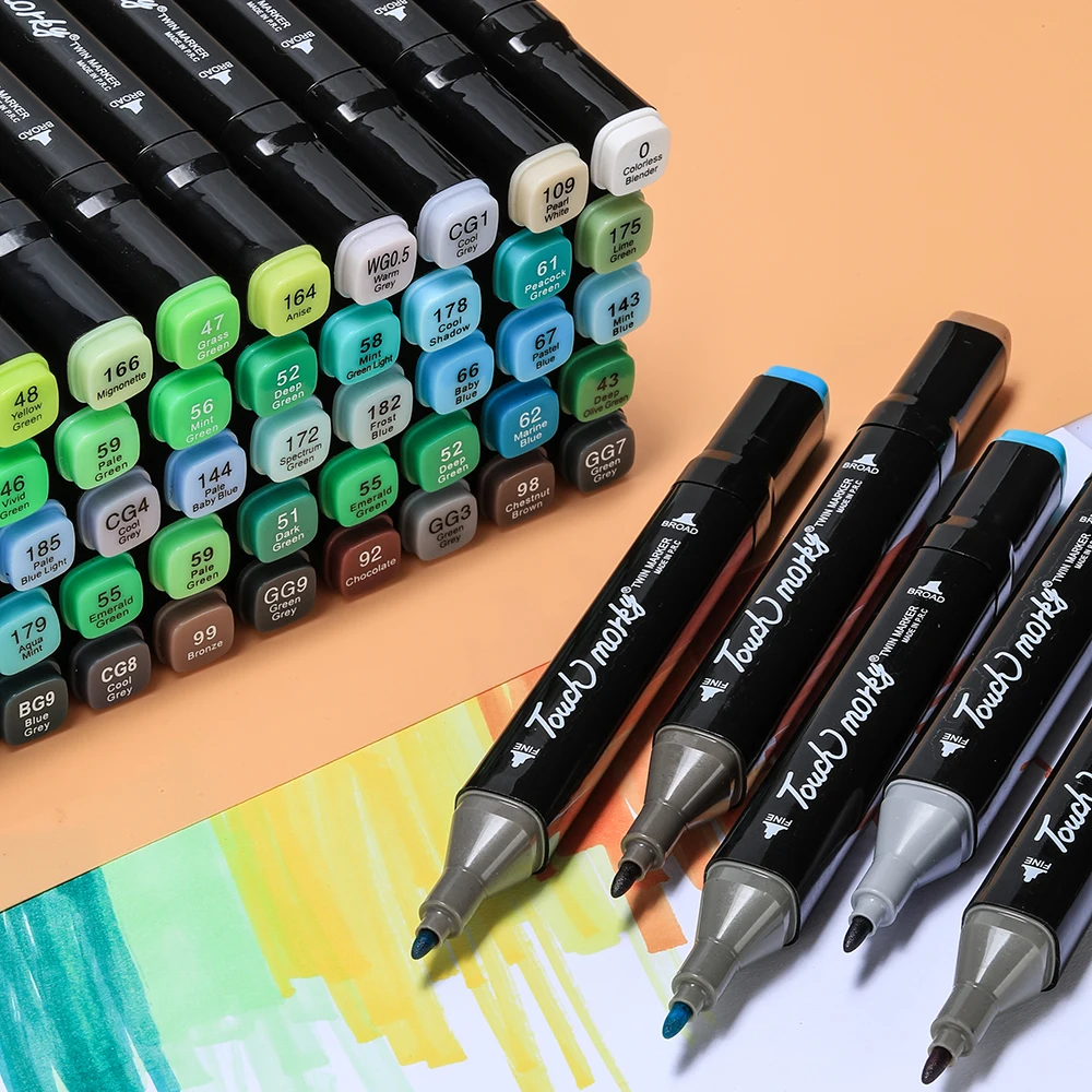 30/40/60/80 สีแอลกอฮอล์ Felt Markers ปากกา Dual Tip ถาวรศิลปิน Art โรงเรียน Manga Sketching Markers นักเรียนของขวัญ