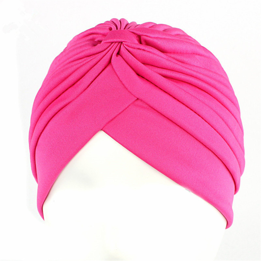 2 teile/los Stretch Turbane Kopf Beanie Abdeckung Twisted Plissee Headwrap Verschiedene Farben Haar Abdeckung Beanie Hüte für Frauen Mädchen