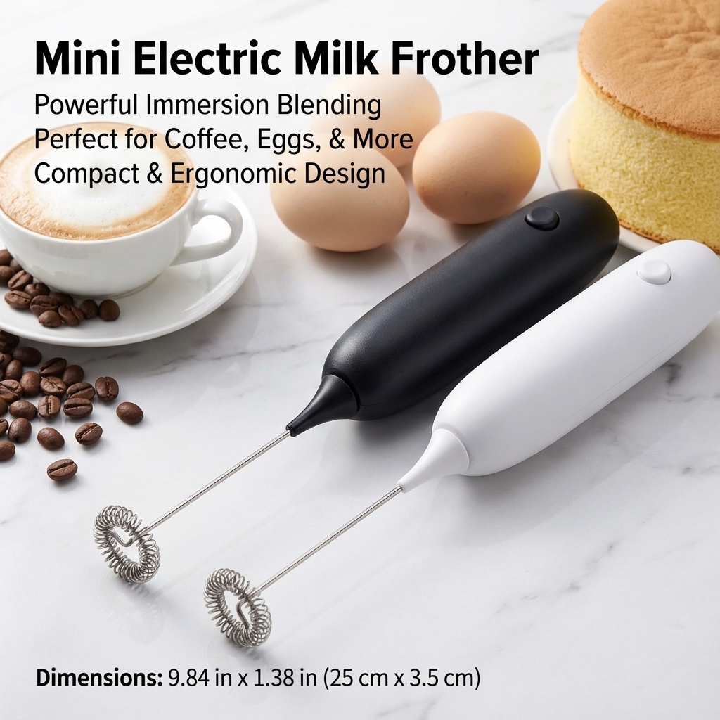 1PC Automatic Handheld Egg Beater Milk Froth Mixer Battery Operated Coffee Whisk Kitchen Tool for Foam Creation