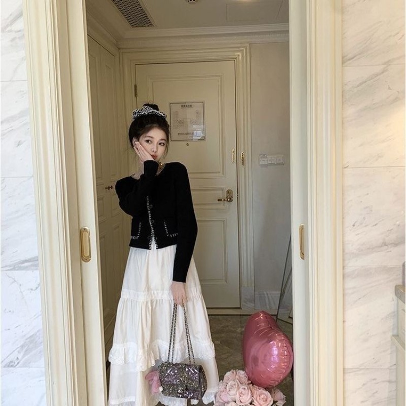 Spitze A-line Lose Alle-spiel Frühling Herbst Knöchel-länge Röcke für Frauen Koreanischen Stil Weibliche Zarte Mode Freizeit studenten Chic