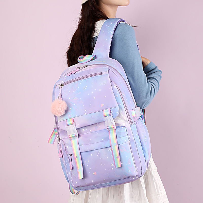 Kawaii School Bags Multiple Pockets Large Capacity Backpack For Women Fashionable Student Backpack With Pendant