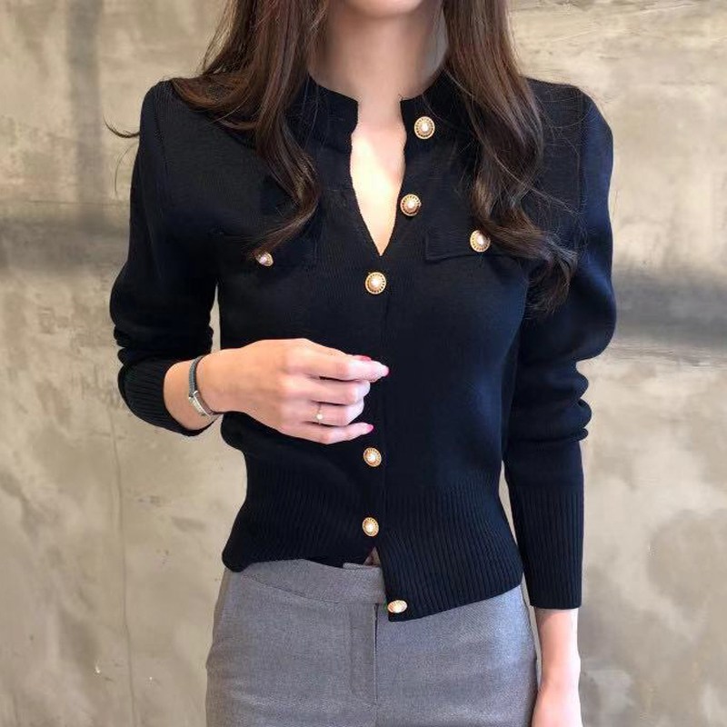 2025, herbst Langarm Mode Frauen Strickjacken Pullover Gestrickte Mantel Kurze Beiläufige Einreiher Koreanische Dünne Chic Damen Tops