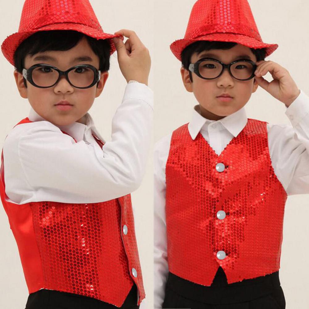 Chaleco con lentejuelas para niños y niñas, chaleco de Hip Hop, Jazz, baile callejero, cumpleaños, Navidad, Halloween, puesta en escena, chaleco brillante