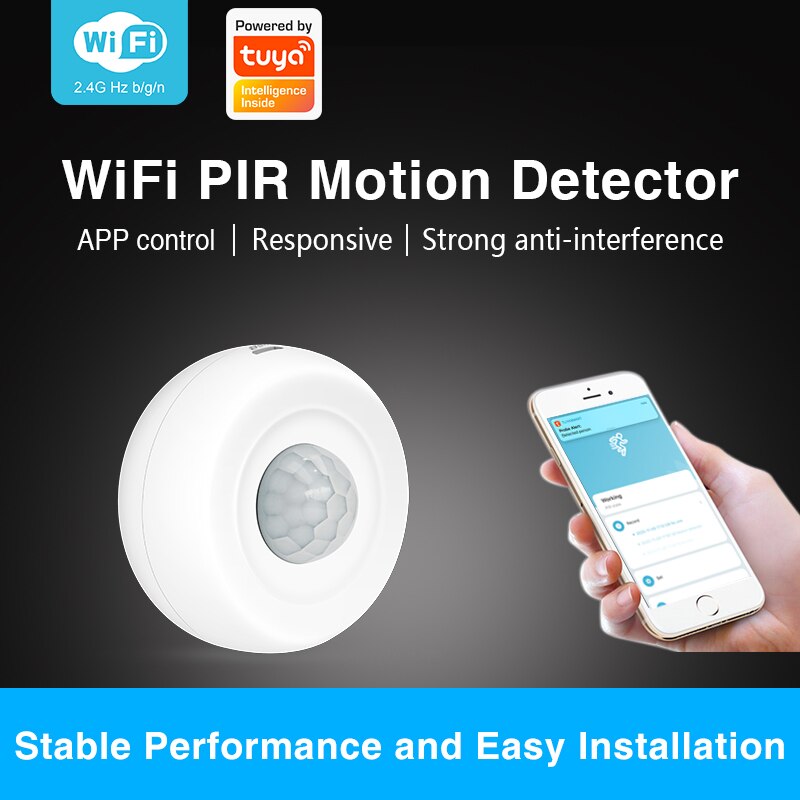 Capteur de détection de mouvement PIR intelligent, alarme antivol de sécurité, Tuya WiFi, contrôle d'application Smart Life, prise en charge d'Alexa Google Home