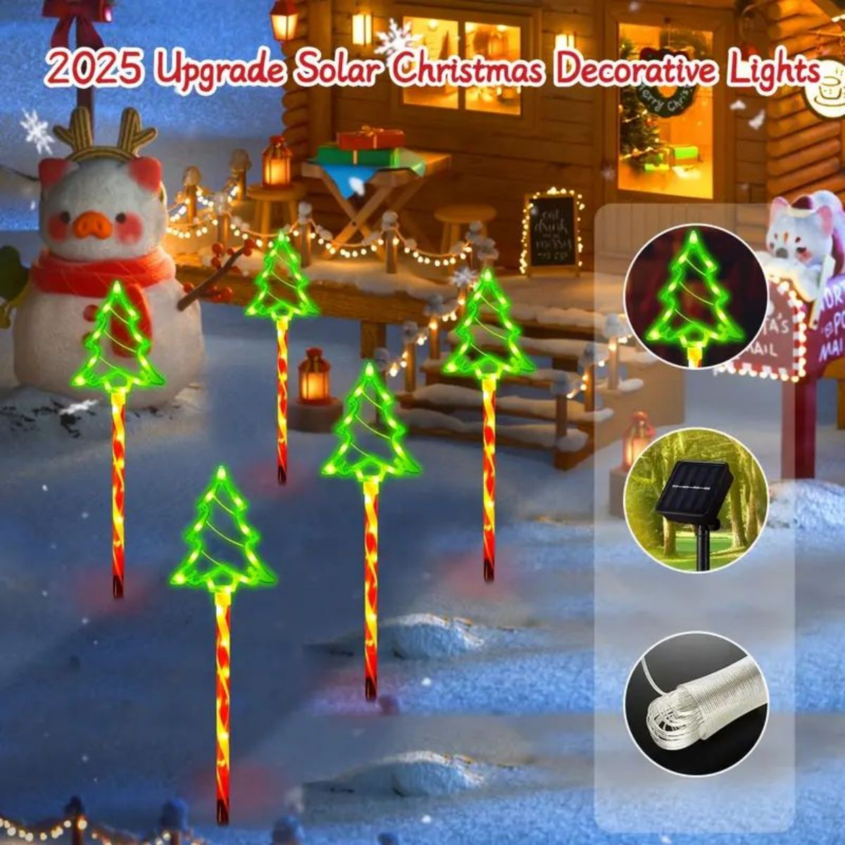 5 ピース/セットソーラーキャンディクリスマスツリー地上設置装飾ライト屋外庭の芝生 LED ライト中庭ライト