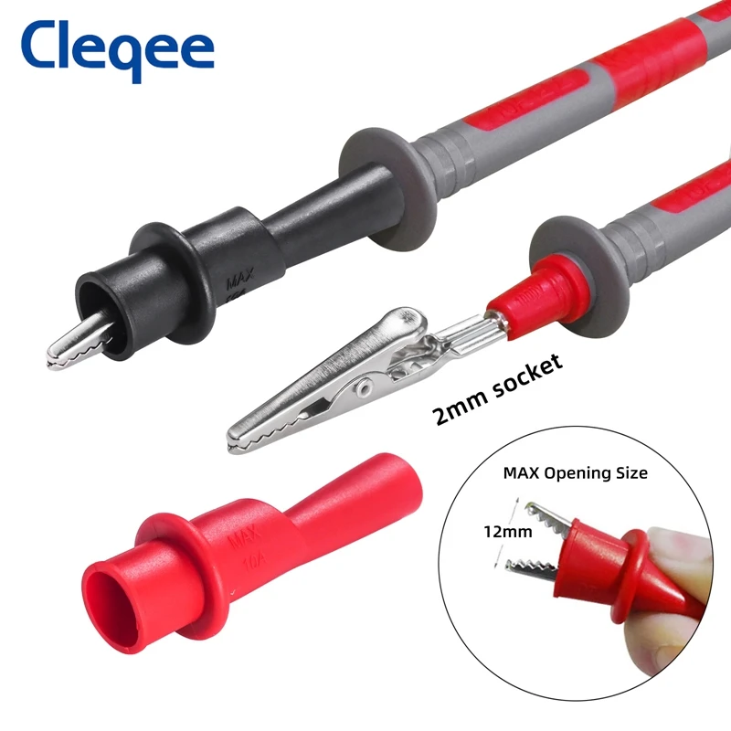 Cleqee P1308B Kit de cables de prueba para multímetro, 18 Uds., con agujas reemplazables, pinzas de cocodrilo, conector Banana de 4mm para probar el juego de Clips de gancho