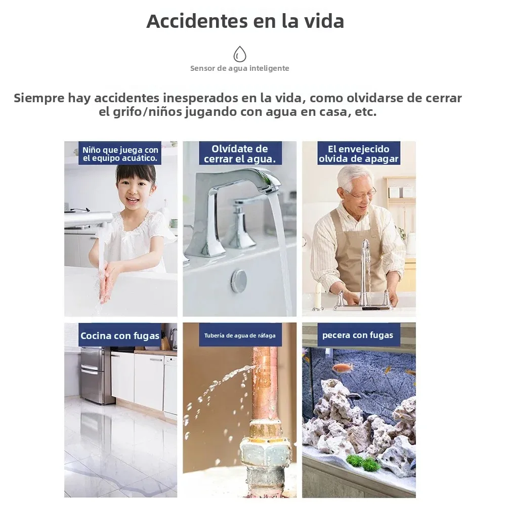 Sensor de agua Zigbee, Detector de fugas de inundación, monitoreo remoto por aplicación para cocina/baño, soporte para asistente doméstico Zigbee2mqtt