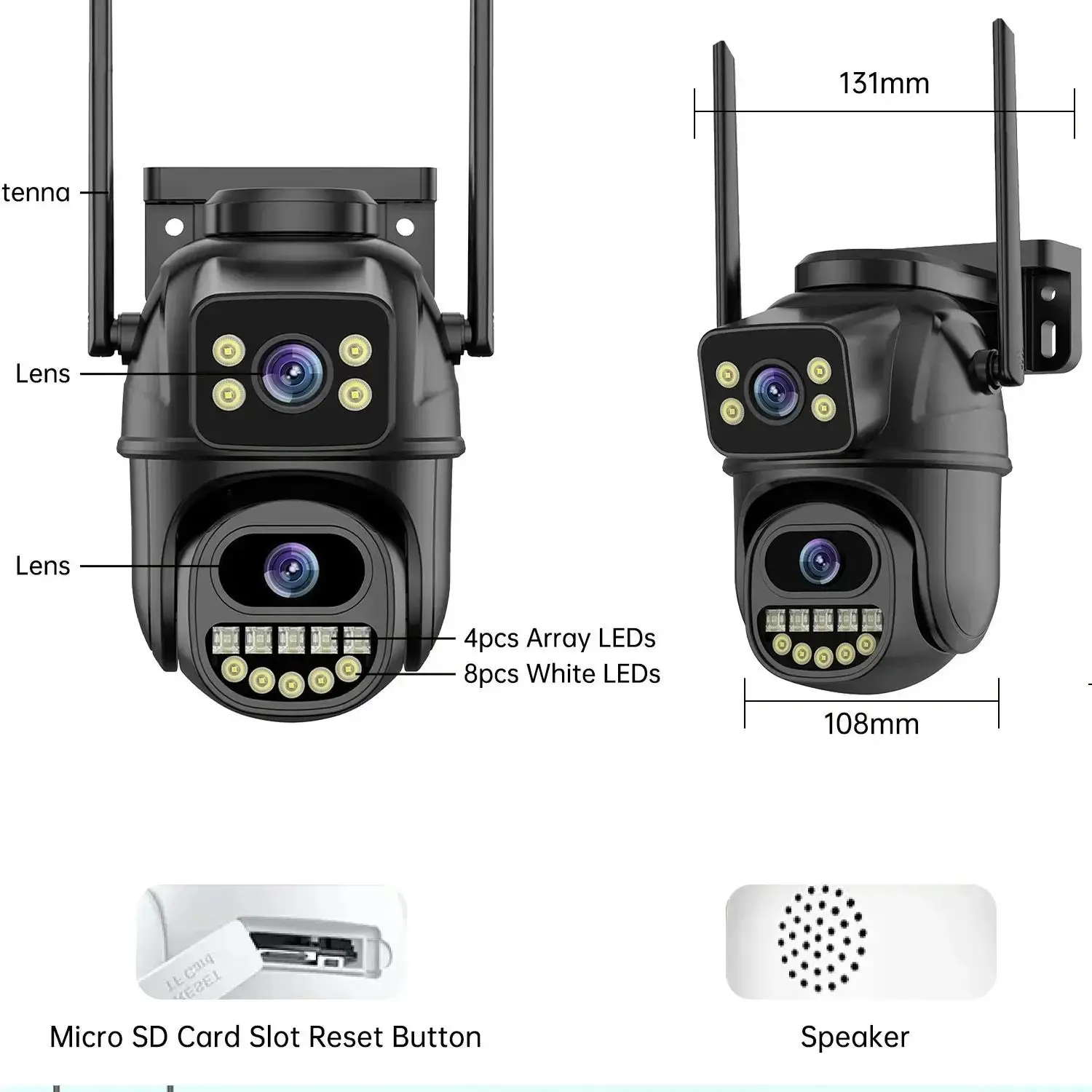 8MP xiaolian Dual-Lens WiFi Security Cameras, IP66 Waterproof, 360° PTZ Auto Tracking, 2-Way Audio for 24/7 Home Security