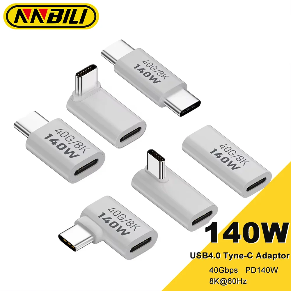 NNBILI PD140W USB4.0 Type C to USB C Fast Charging Adapter Converter 40Gbps Cable Data Sync 8K@60Hz USBC OTG Adapter for MacBook
