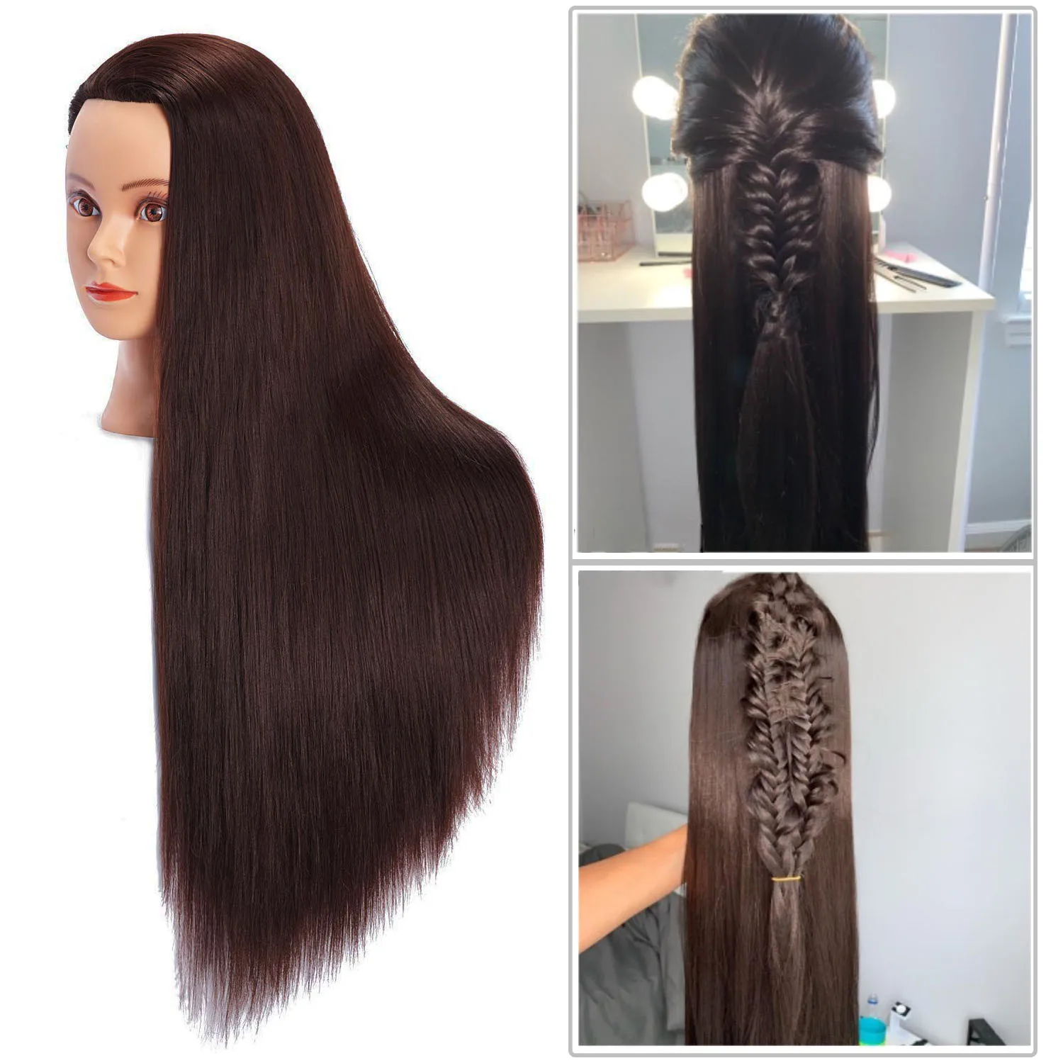 Mannequin Kopf Ausbildung Kopf Für Braid Friseur 100% Hohe Temperatur Faser Weibliche Mannequin Training Puppe Kopf