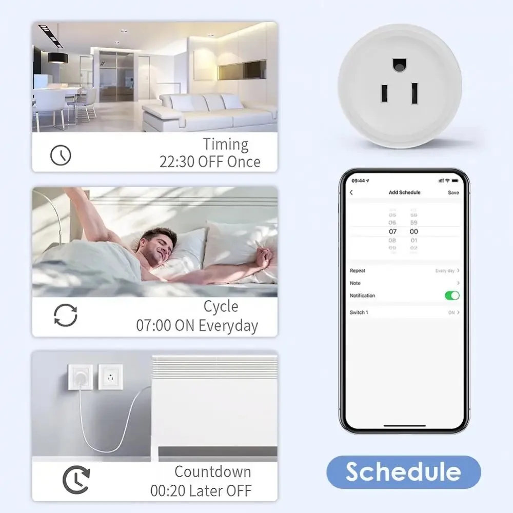 Tuya Smart Wifi Plug US Standardowe bezprzewodowe gniazdko 10A Zdalne sterowanie Inteligentne urządzenia domowe współpracują z Alexa Google Home