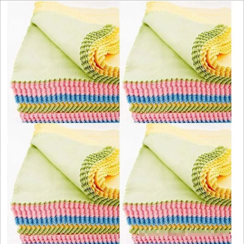 20ชิ้นผ้าเช็ดสี่เหลี่ยมไมโครไฟเบอร์สีสำหรับแว่นตาอุปกรณ์เสริม13ซม.