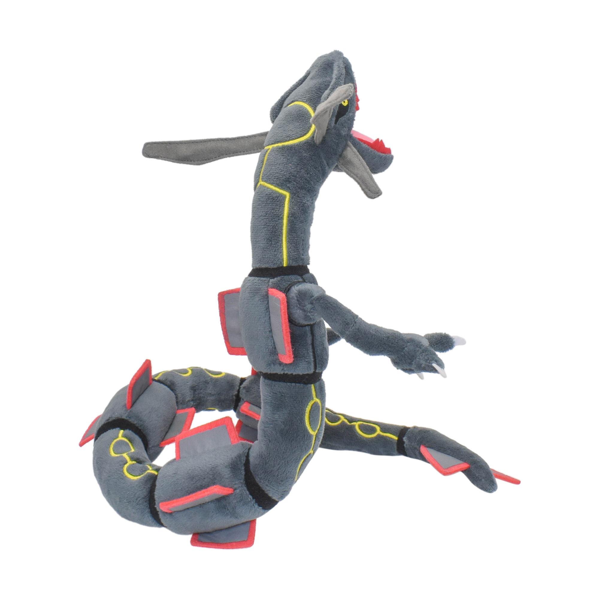 Brinquedos de pelúcia Rayquaza brilhantes, jogo de animais de pelúcia para presente colecionável, peluches macios, personagem de desenho animado fofo preto 12 polegadas