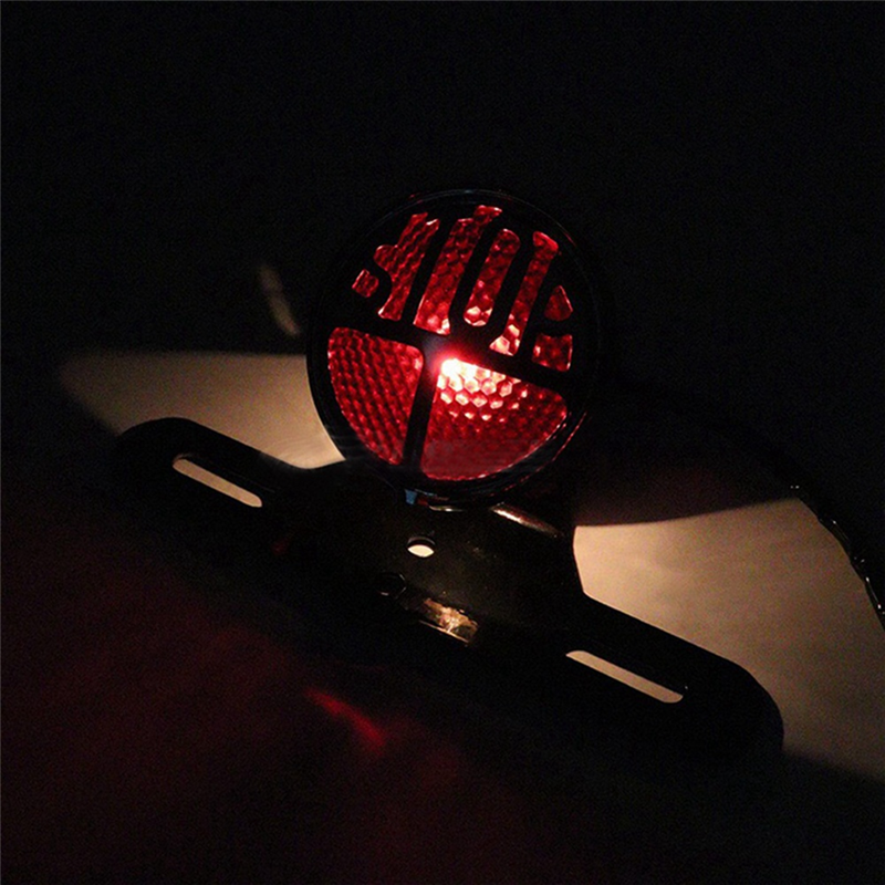 Lampu belakang LED sepeda motor, lampu ekor Retro Miller Stop, lampu plat nomor, lampu belakang untuk Harley Chopper Bobber Cafe