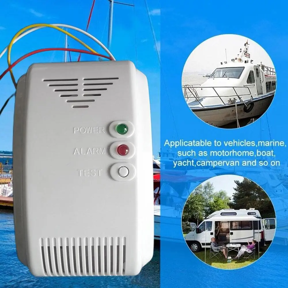Sound Alarm Propane Butane Sensor Flash Alarm 12V Power Gas Detector Sensor LED Indicator LPG Natural Gas Alarm Motor Home